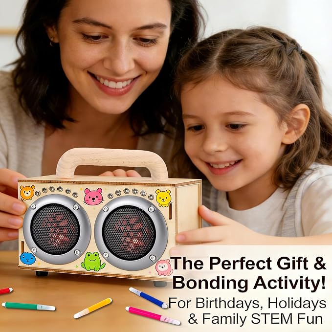 STEM Projects Kit for Kids & Adults Age 8-12 Build Your Own Wood Bluetooth Speaker DIY Science Experiment Electronics Kit for Boys & Girls 8-13 9 10 14 16, Birthday & Graduation Gift