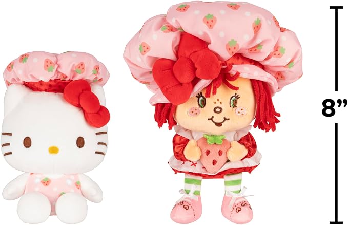 Hello Kitty® - 8-Inch Strawberry Shortcake x Hello Kitty® Plush 2-Pack - Officially Licensed Sanrio Product from Jazwares - Ages 6+ | Officially Licensed Sanrio Product, From Jazwares, Ages 6+