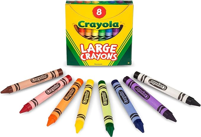 Crayola Large Crayons - Assorted (8 Count), Giant Crayons for Kids & Toddlers, Ages 2+