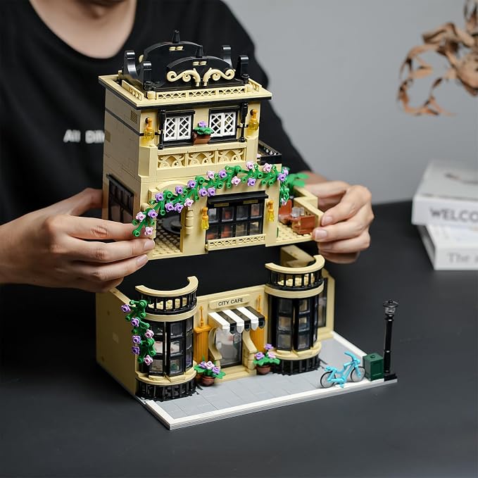 Flowers City Coffee Shop Building Set for Adutls,Architecture Building House Kit for Boys and Girls 8-14 Years 1443 pcs