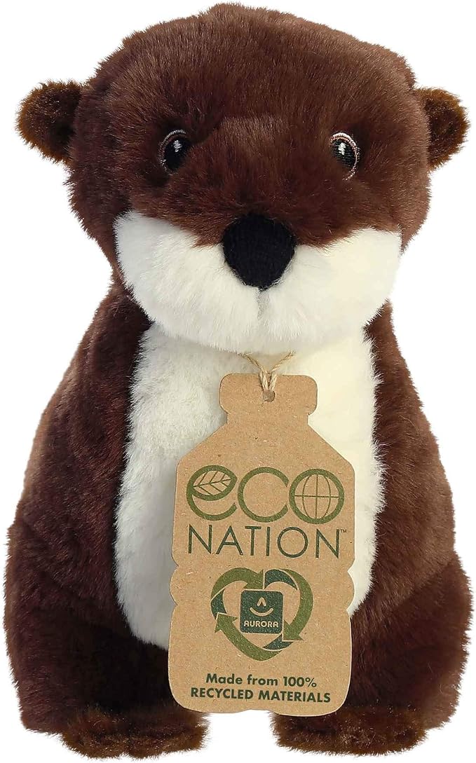 Aurora® Eco-Friendly Eco Nation™ River Otter Stuffed Animal - Environmental Consciousness - Recycled Materials - Brown 13.5 Inches