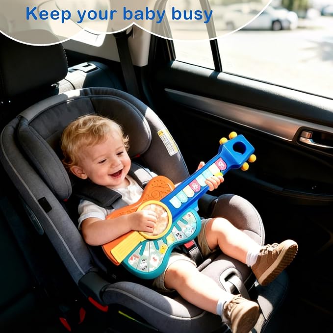 Toddlers Guitar Musical Toys for 1-2 Year Old Boy/Girl, Multiple Modes with Piano Keys, Animal Sounds, Musical, Baby Toys 12-18-24 Months, Gifts for One Year Old Boys/Girl