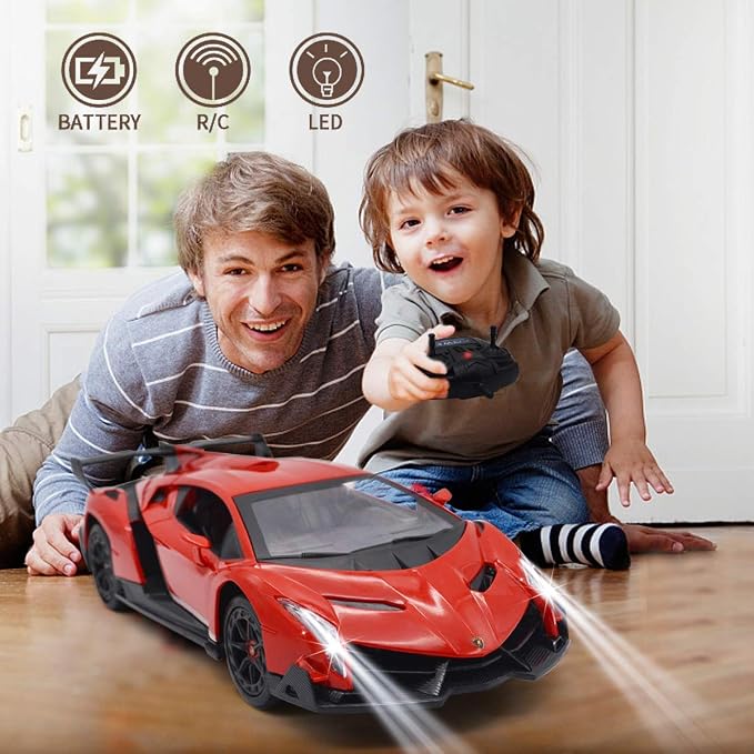 Remote Control RC CAR Racing Cars Compatible with Lamborghini Veneno Officially Licensed 1:24 Toy RC Cars Model Vehicle for Boys 6,7,8 Years Old,red