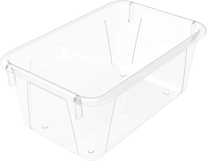 Storex Small Cubby Bins – Plastic Storage Containers for Classroom, 12.2 x 7.8 x 5.1 inches, Clear, 5-Pack (62464A05C)