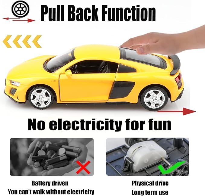 TOKAXI 1/36 Scale Audi R8 Diecast Model Cars,Pull Back Vehicles Toy Cars,Cars Gifts for Boys Girls