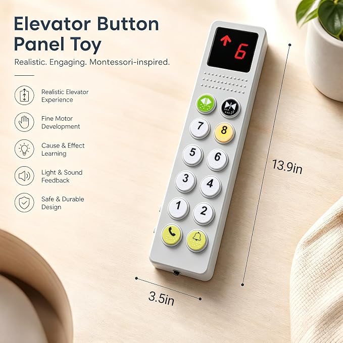 Elevator Activity Panel |Sensory Busy Board Toys for Toddlers 18M+, Montessori Toys &Travel Educational Toy for 2 3 4 5+Year Old Boy & Girl Gifts