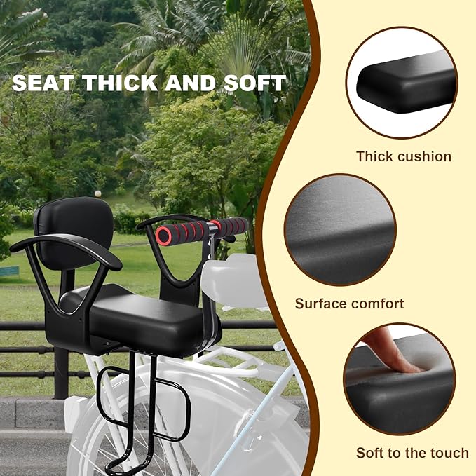 Rear Child Bike Seat, Width Adjustable Toddler & Baby Bike Seat for Adult Bike, Bike Chair for Bicycle, Kids Seat Fits Children 2~6 Years, Supports Up to 55 lbs