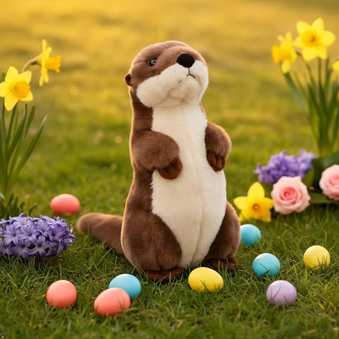 The Petting Zoo River Otter Stuffed Animal Standing, Gifts for Kids, Wild Onez Zoo Animals, River Otter Plush Toy 10 inches