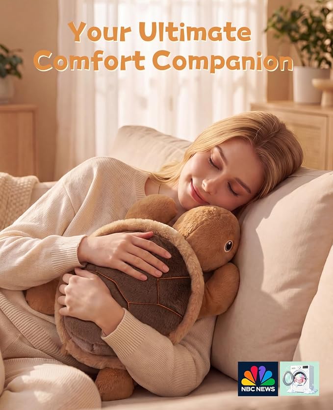 gnomantic Turtle Weighted Stuffed Animals - 22 Inch 4.5 Pounds Weighted Plushies Sea Turtle Stuffed Animal - Big Tortoise Plush - Cute Plush Toys Gifts for Kids & Adults (Brown)