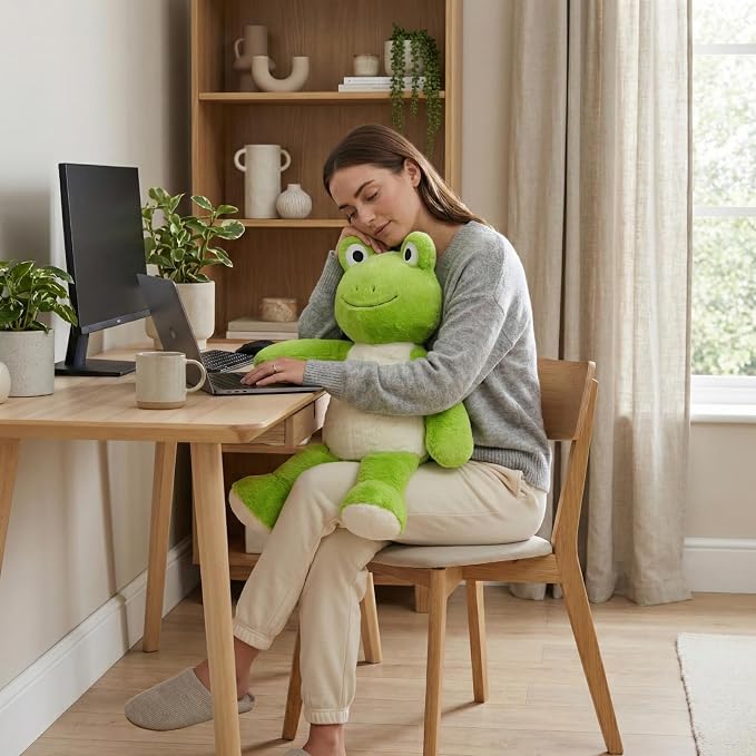 WEIGEDU Dressable Stuffed Animal Fits 3-6M Toddler Clothes, 24.8" Large Plush Toy with Long Limbs for Pretend Play, Soft Huggable Companion - Frog