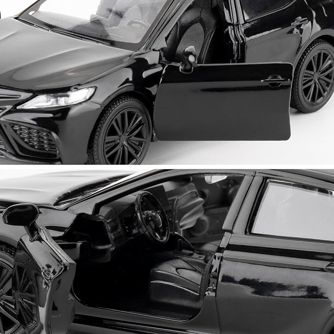 RMZ City 1:36 Camry XSE Car Model, Diecast Pull Back Model Toy Car, Doors Open, Collection Kids Toy for Aged 3 and up, Gift Black