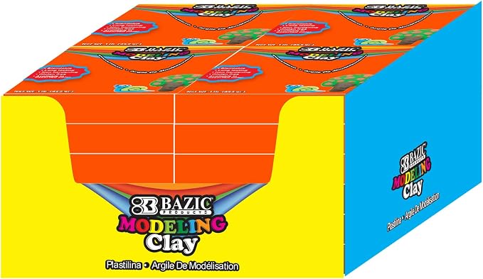 BAZIC Products Orange Modeling Clay, 1 lb, Non-Hardening, for Sculpting Art Crafts, Reusable, Case of 24
