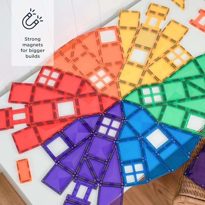 CONNETIX Magnetic Tiles Rainbow Creative Pack, 102 Pieces