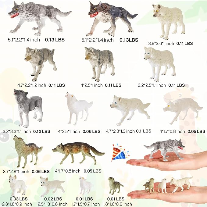 Deekin 20 Pcs Wolf Figure Mini Toys Animals Figurines Realistic Zoo Decor Themed Party Boys Gifts for Diorama Projects Birthday Educational Gift Learning