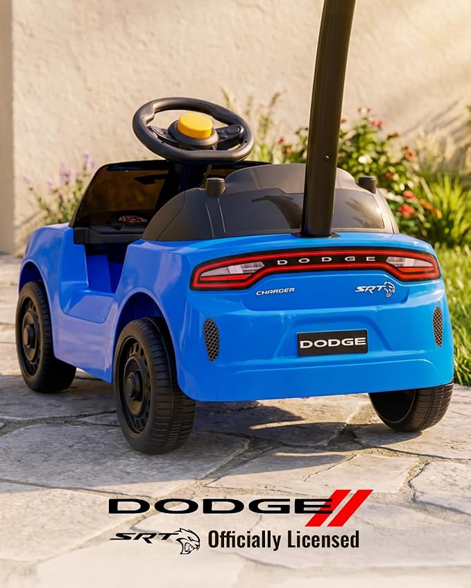 Licensed Dodge Ride on Push Car for Toddlers 1-3 Years with Handle & Music