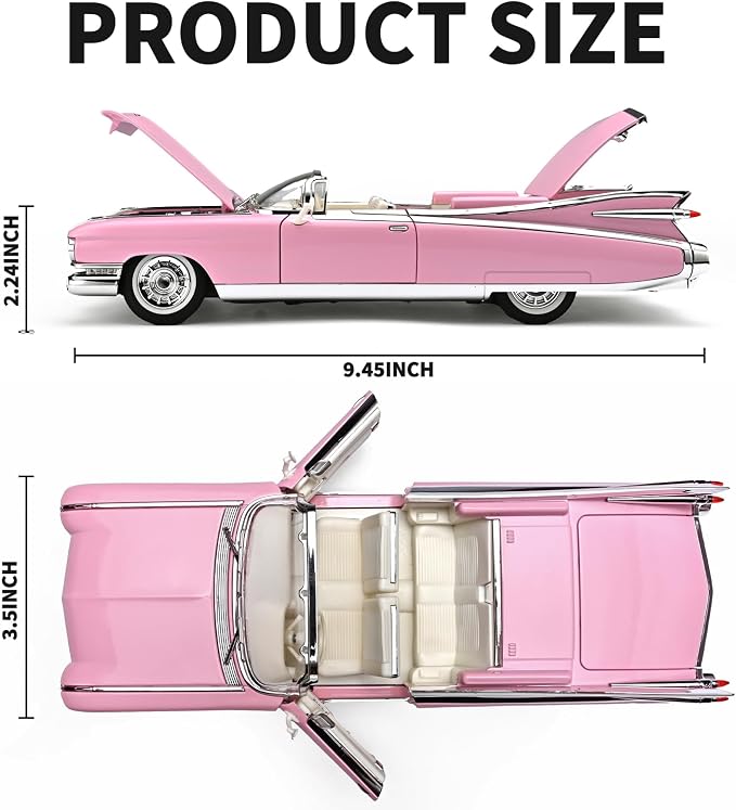 RZAPE Toy Car Models 1/24 Diecast Cars Eldorado Metal Model Cars Carros De Coleccion,Model Car Kits for Adults and Boys,Pull Back Car with Lights and Sounds,Toy Cars for Boys Age 4-7（Pink）
