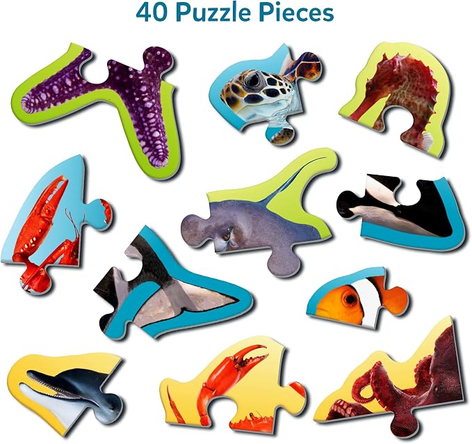Skillmatics Step by Step Puzzles - 41 Piece Jigsaw & Toddler Puzzle, Montessori Educational Toy for Boys & Girls, Underwater Animals, Travel Friendly, Gifts for Kids Ages 3, 4, 5 and Up