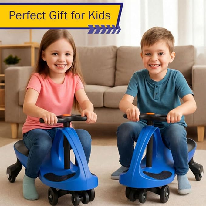 Wiggle Car - Ride on Toy for Ages 3 and Up - Toddler Ride on Toys with no Batteries, Gears, or Pedals Just Twist, Wiggle, and Go by Lil’ Rider (Blue and Black)