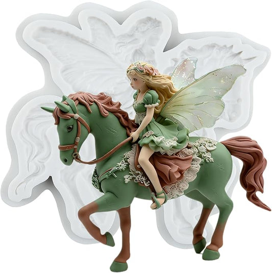 Flower Fairy Riding a Horse Polymer Clay Mold Flower Fairy Horse Silicone Molds for DIY Craft Epoxy Resin Casting Polymer Clay Tools Crafts Air Dry Jewelry Making