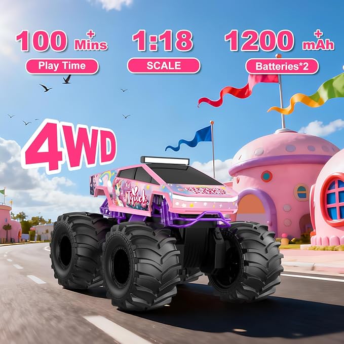 Amphibious Remote Control Car, 1:18 Waterproof Monster Truck Toys RC Cars, 2.4GHz RC Trucks 4WD All Terrain Off-Road Pickup, Kids Christmas Birthday Presents for Boy Girl Toys Age 6 7 8 9 10 11 12