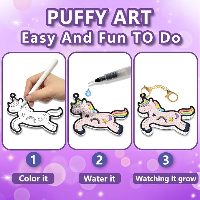 FoilColoring 3D Puffy Art Kit - Aqua Foam Painting, Magic Foam Texture Puffs Craft Kit.Mess-Free Craft for Kids.Travel and Creative Gift for Girls & Boys Ages 4, 5, 6, 7, 8, 9, 10 Years Old
