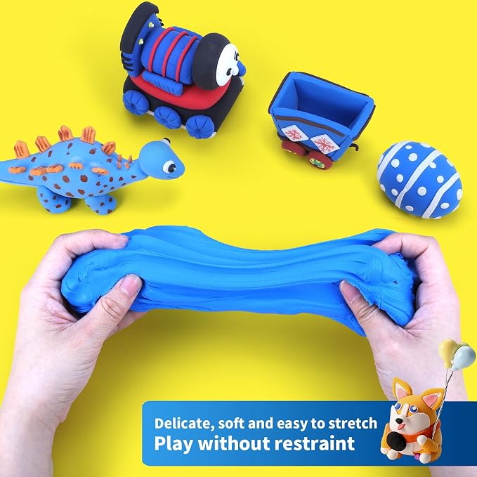 ifergoo Blue Air Dry Clay, DIY Creative Modeling Clay for Kids, Super Light Magic Foam Clay for Kids Age 3-12, Soft, No-Sticky & Non-Toxic, Molding Clay for School Art & Craft Project(Blue 100g/3.5oz)
