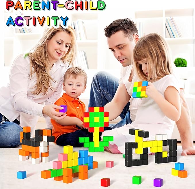Apluses 54 PCS Magnetic Blocks, Magnetic Building Blocks for Toddlers 3+, Montessori Toys, Magnet Cubes, Preschool STEM Educational Sensory Magnet Toys for Kids Ages 3-5 Year Old Boys and Girls