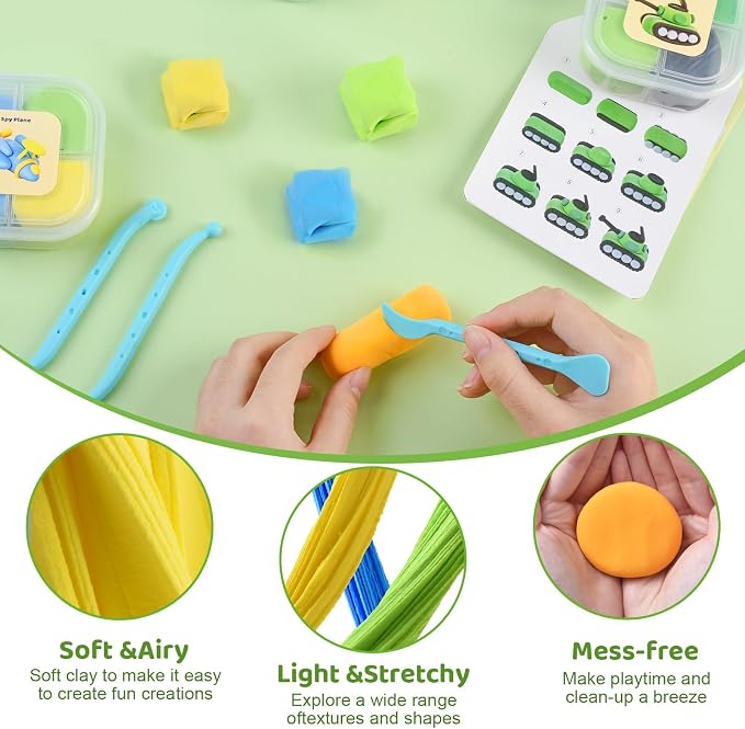 Both idea Air Dry Clay Kit, Camo Theme | 12 Packs, Non-Toxic Kids Gift | School & Party: Perfect for classroom art activities, birthday party favors, creative family DIY, and holiday celebrations.