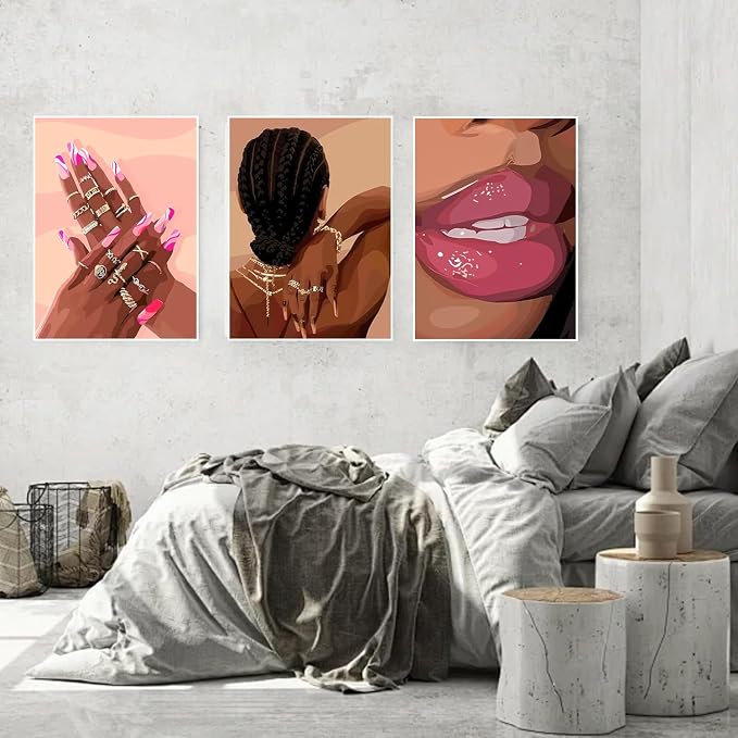 Paint by Numbers for Adults and Kids Beginner, 3 Pack Black Girl Pink Painting by Number Kits On Canvas Number Artist Paint by Number Kit DIY Oil Acrylic Paints Home Wall Decor Gift 12X16 inch
