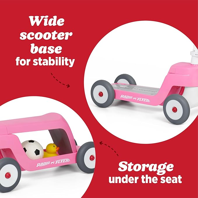 Radio Flyer Scoot 2 Scooter, Blue/Red/Pink, for Kids Ages 1-4, Ride On Toy or 4-Wheel Kids Scooter, Durable Wheels and Frame, Converts Easily with Flip Deck, Toddler Ride On Toys (Amazon Exclusive)