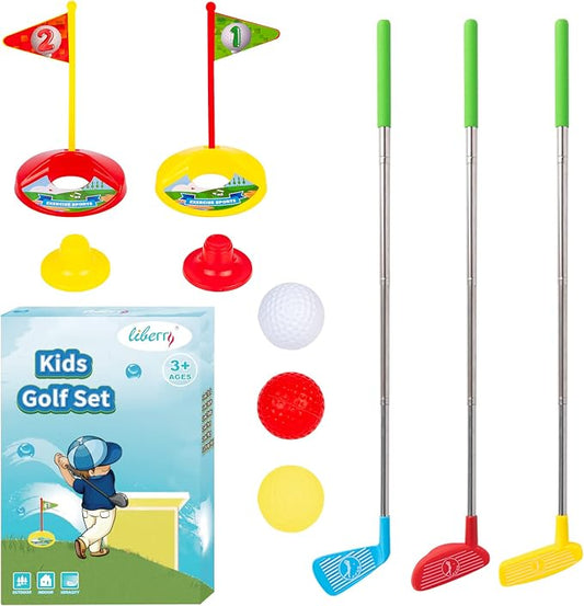Liberry Toddler Golf Set, Retractable Toy Golf Clubs for Kids Ages 3 4 5, Indoor and Outdoor Sports Games Birthday Gift for Boys Girls