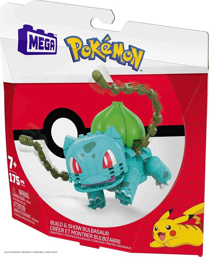 MEGA Pokémon Building Toys Set Build & Show Bulbasaur with 175 Pieces, Articulated and Poseable, 4 Inches Tall, for Kids