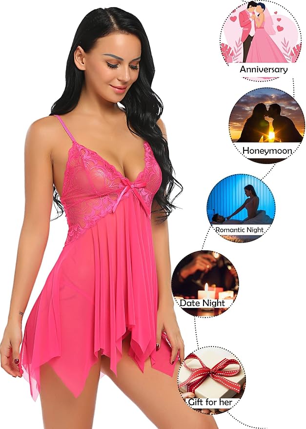 Avidlove Lingerie for Women Lace Babydoll Sleepwear Boudoir Outfits Plus Size Langeray XS-5XL
