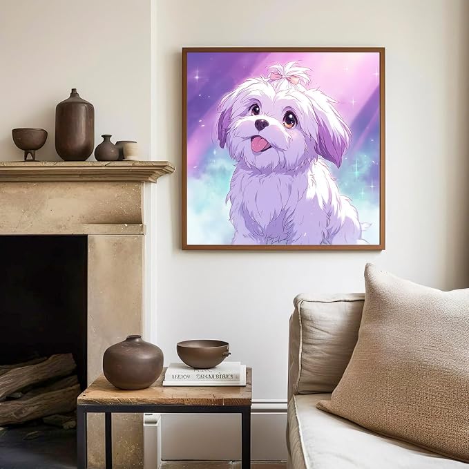 Paint by Numbers Kit for Kids with Frame, Dog Paint by Numbers for Kids Ages 4-8-12, DIY Dog Acrylic Oil Painting for Home Wall Art Decor 7.8x7.8 inch (with Frame Easel)