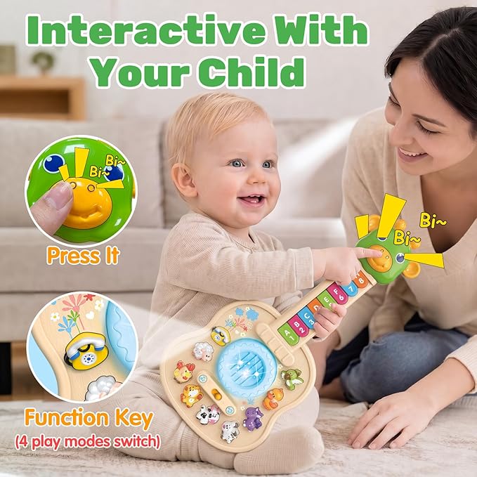 Musical Giraffe Guitar Toys for Toddlers 1-3 with Music & Light, Educational Baby Piano Toys 9-12-18 Months Interactive Music Instruments Learning Toys for 1 2 Year Old Boys Girls First Birthday Gifts