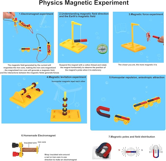 EXBEPE Magnet Kit Physics Science Electromagnet Experiment Set for Education Science Experiment Tools Teacher Classroom Supply