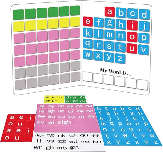 Ireer 1 Set Phonics Magnetic Letter Tiles Set Spelling Reading Games Board Manipulative Phonemic Awareness Sentence Building Alphabet ABC Fridge Magnets Homeschool Classroom Learning Activity