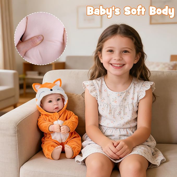 UOFTKIZ Baby Girl Dolls- 17-in Soft Vinyl Limbs and Cloth Body Real Life Baby Doll, Gift for Kids 3+, Grandparents, New-Parents