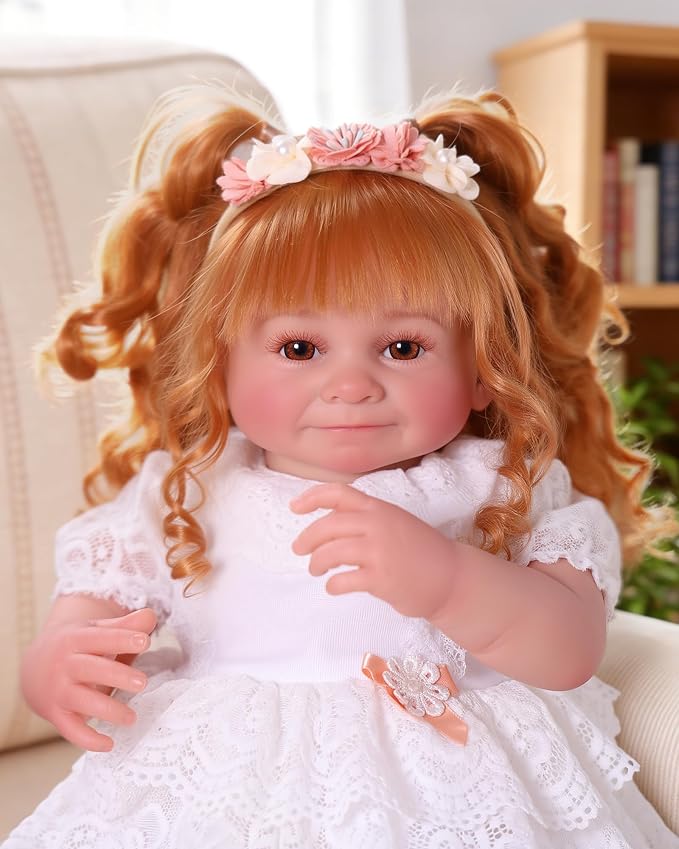 BABESIDE Lifelike Reborn Baby Dolls Dara - 20 Inch Realistic-Newborn Baby Doll Brown Hair Girl Handmade Real Life Baby Dolls with Clothes and Toy Accessories Gift for Kids Age 3+