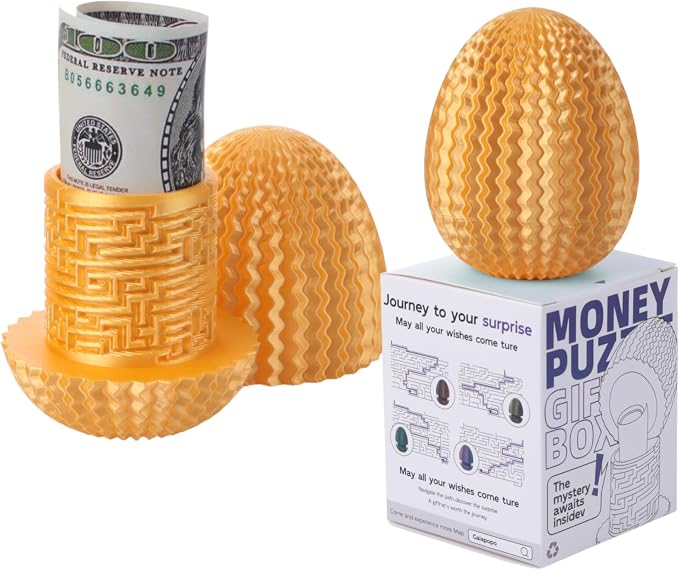 Maze Egg Money Puzzle Gift Box: Available in 4 Unique Internal Designs - Secret Cash Holder & Surprise Gift Container for Easter, Birthday, Wedding - Fun Brain Teaser Toy for Kids & Adults