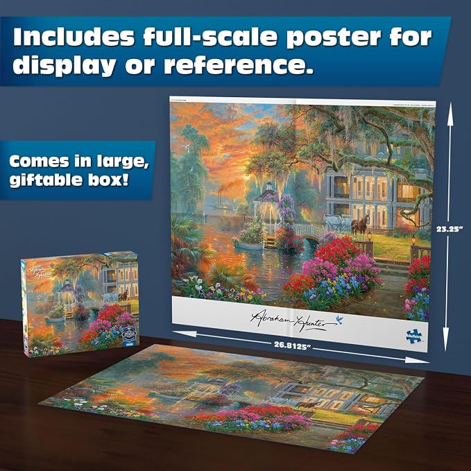 Buffalo Games Abraham Hunter Southern Charm 1000 Piece Jigsaw Puzzle - Multicolor - 1000 Piece Puzzle for Adults - Blue Board & Glare-Free Finish - Poster Included & Display Box