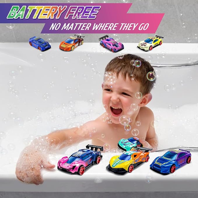 Color Changing Cars Toys Bath Toys for Kids Ages 1-3 4-8 Goodie Bags Fillers for Kids Grandkids Pool Water Toys Boys Birthday Car Gifts Sensory Die-Cast Toys Mini Sensory Toys Theme Party Giveaways