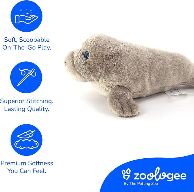 The Petting Zoo Manatee Stuffed Animal Plushie, Gifts for Kids, Scoopz Sealife Animals, Manatee Plush Toy, 10 Inches