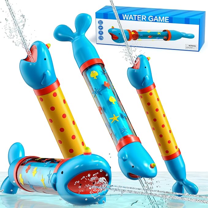 4 Pack Animal Shape Water Gun Blasters for Kids Ages 3-5 4-8, Water Shooter Waterproof Squirt Soakers, Pool Beach Summer Party Toys, Outdoor Water Play Games for Boys Girls Ages 3 4 5 6 7 8 9
