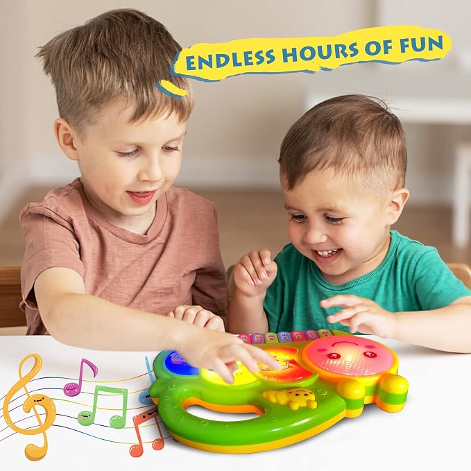 Baby Piano Drum Music Toy 6-12 Months, Caterpillar Light Up Musical Keyboard Animal Sound, Toddler 12-24 Early Learning Educational Interactive Infant Toys Girl Boy Gift 1 Year Old