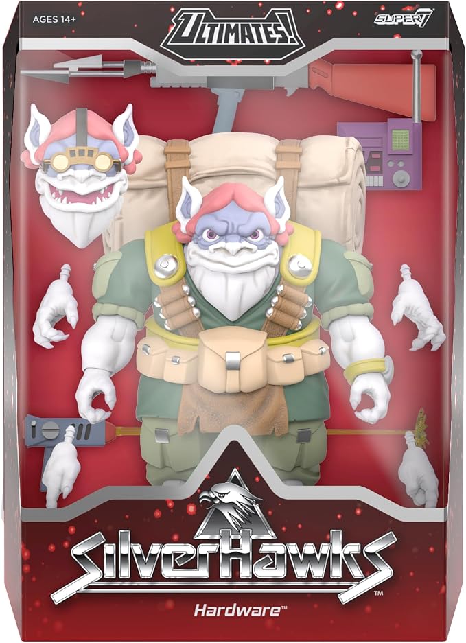 Super7 ULTIMATES! SilverHawks Hardware (Toon) - 7" SilverHawks Action Figure with Accessories - Classic Cartoon Collectibles and Retro Toys