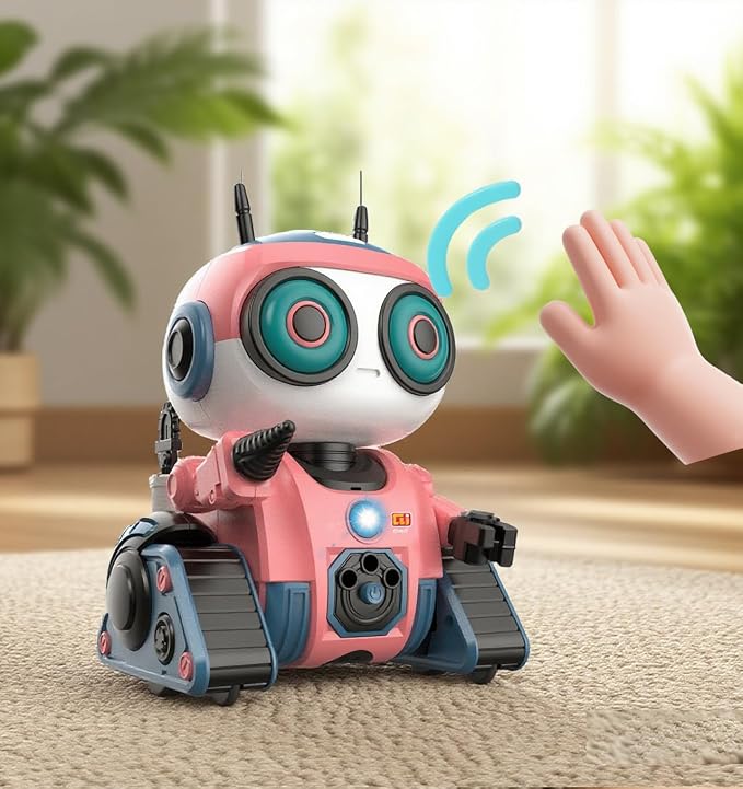 BYTEWAR Robot Toys for Boys Girls, Rechargeable RC Robot with Intelligent Programming Function, Gesture Sensing,Auto-Demonstration, Gift for Kids Age 3+(Pink)