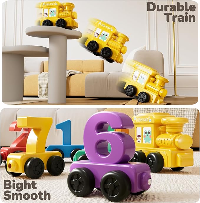 JUKUDAHU Magnet Number Train Set for Toddlers 3-4 Years Old - Counting Toy, Color Sorting Toy, Preschool Educational Activities, Learning Toy, Train Birthday Gifts for Boys Girls 3 4 5