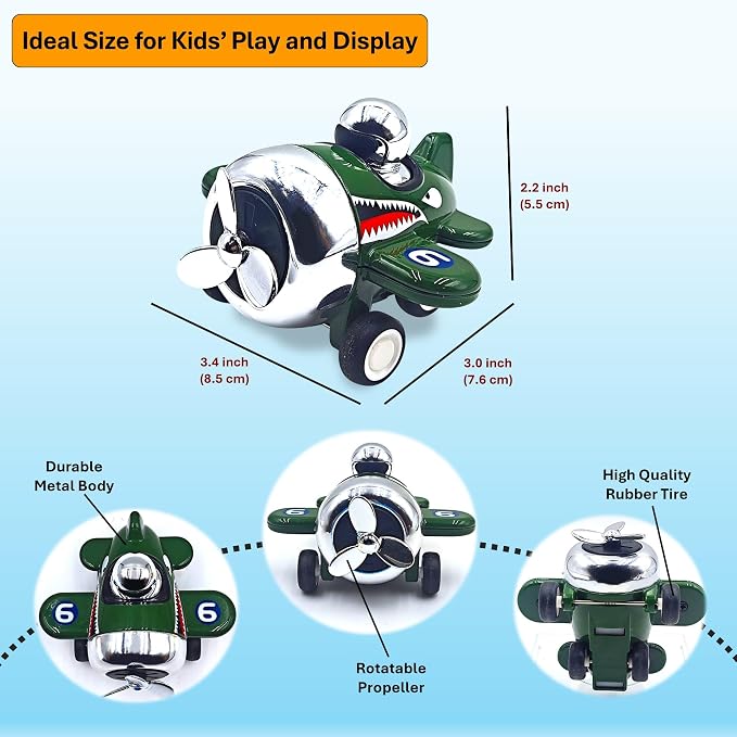 Alloy Press to Go Toy Cars Airplanes, Die-cast Collectible Model Race Cars, Birthday Christmas Holiday Party Gift for Kids 3+, Adults, and Collectors, Multi-Color (4-Pack / #9)
