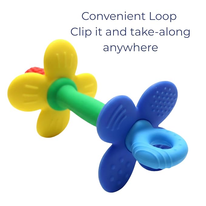 Silicone Teether Tube Stick for Babies – Textured Teething Toy with Grip Handle, Reaches Front Gums & Back Molars, BPA-Free, Easy to Hold